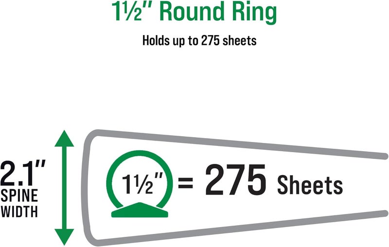 Office Essentials Economy View 3 Ring Binders, 1.5" Round Rings, 2.1" Spine, 275-Sheet Capacity, Black Binders, Ideal for Occasional Use and Light Referencing (4-Pack of 03129) - Image 4